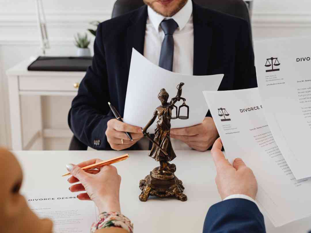 Divorce lawyer looking at divorce paper
